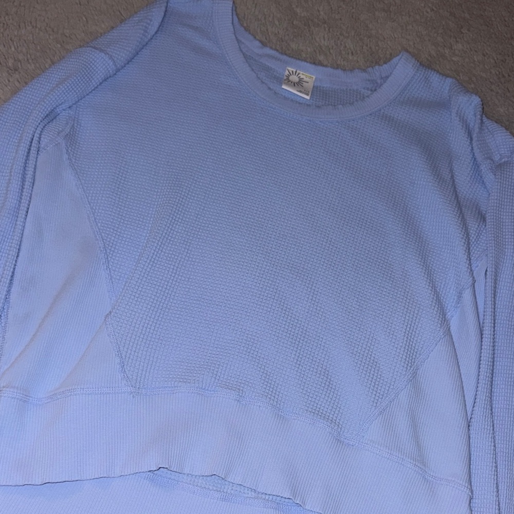 Aerie Soft Blue Ribbed Knit Top